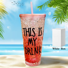 Plastic Creative Cold Drink Cup, Reusable Tea Coffee Tumbler with Lid and Straw, Double Wall Plastic Drinking Sport Bottle, Travel Tumbler the24kgal