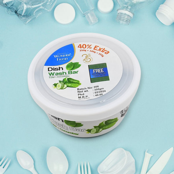 Fresh Mix Flavor Round Dishwash Bar With Super Scrubber Free Complete Dishwashing Solution, Tough Stains Remover (350 Gm) the24kgal