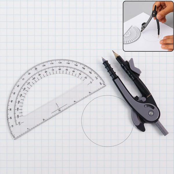2-Piece Geometry Protractor Set with Lock and Transparent Protractor the24kgal