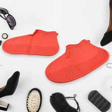 Non-Slip Silicone Rain Reusable Anti skid Waterproof Fordable Boot Shoe Cover (Medium Size / 1 Pair / Red) the24kgal