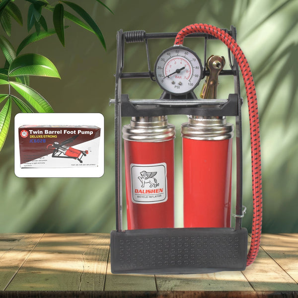 Dual-Cylinder Foot Pump, Portable Floor Bike Pump, 100PSI Air Pump the24kgal