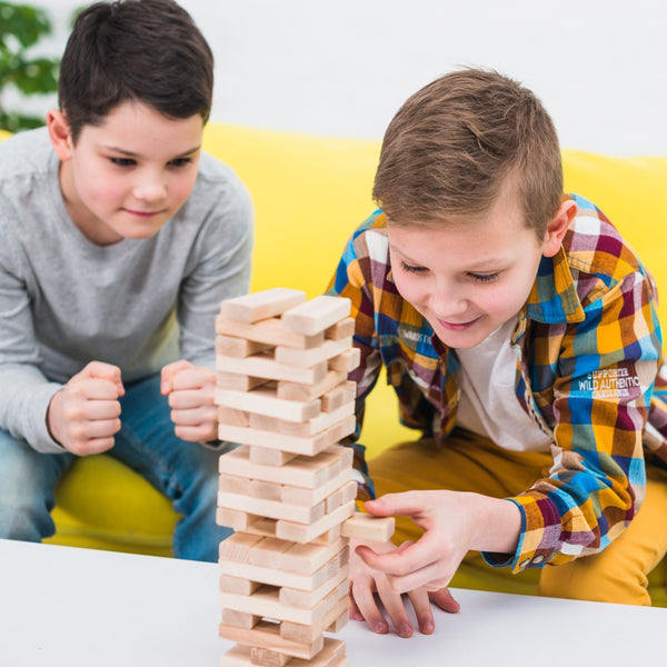 54 Pcs Blocks 4 Dices Wooden Tumbling Stacking Building the24kgal