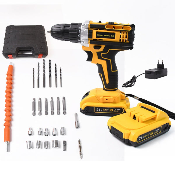 21 V lithium Double battery cordless drill set (29 Pcs Set) the24kgal