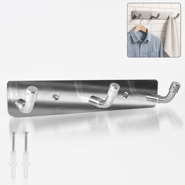 Stainless Steel Wall Mounted Coat 3 Hook Rack (14x3 / 1 Pc) the24kgal