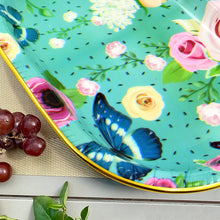 Big Plastic Flower Printed Design Serving Tray (1 Pc / 35 x 24 CM / Mix Color) the24kgal