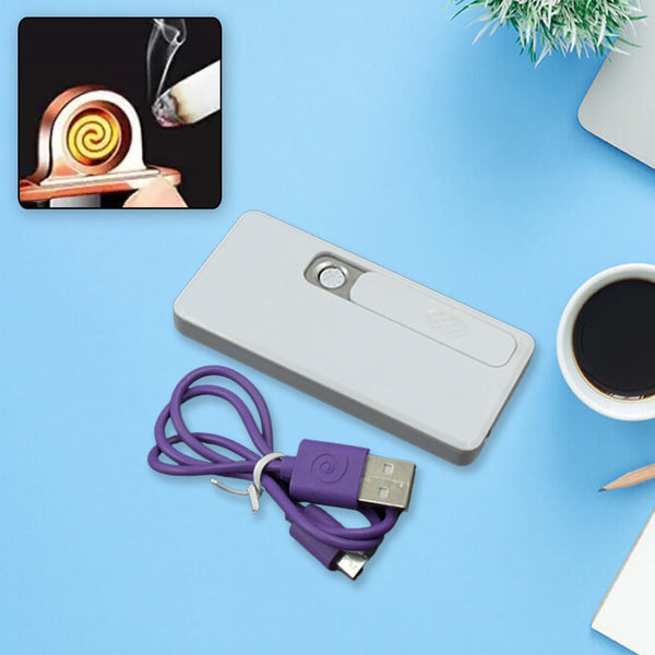 Stylish Electric USB Lighter for Men & Women (Rechargeable, Windproof) the24kgal
