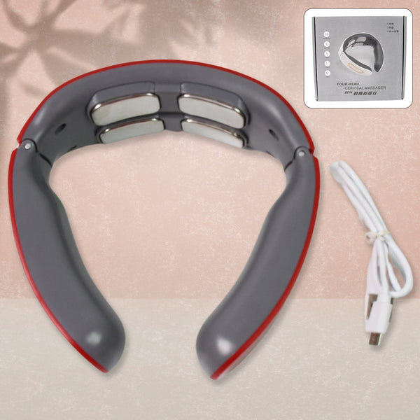 4 Heads Smart Electric Neck and Back Pulse Massager (1 Pc / Mix Design) the24kgal
