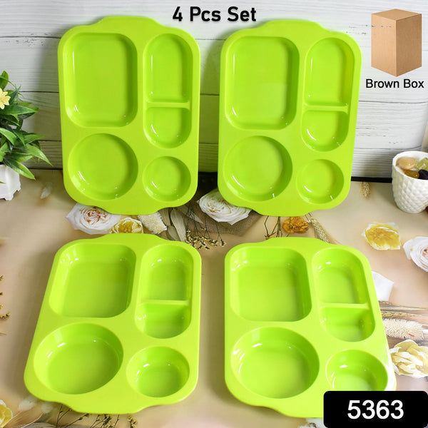 Unbreakable Plastic Food Plates / Biodegradable 5 Compartment Square Plate for Food the24kgal