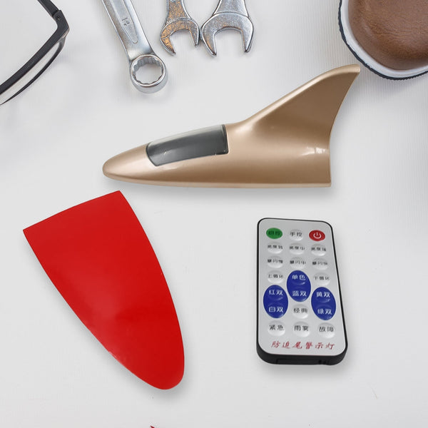 Shark Fin Light With Remote, LED Signal Antenna Solar Shark Fin Car Roof Light Sensor Decoration Flashing Lamps, Solar Powered Radio Signal for Car Lamp Accessories (1 Pc)  the24kgal