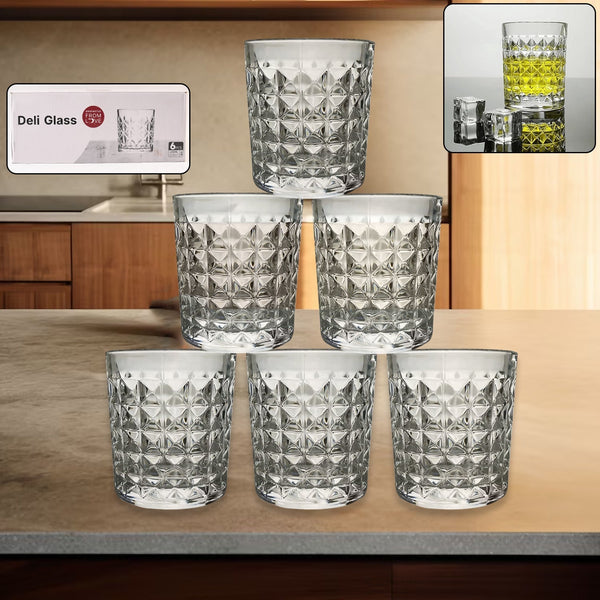 Premium Crystal-Style Glass Tumbler Set (6 Pc / 210 ML) the24kgal