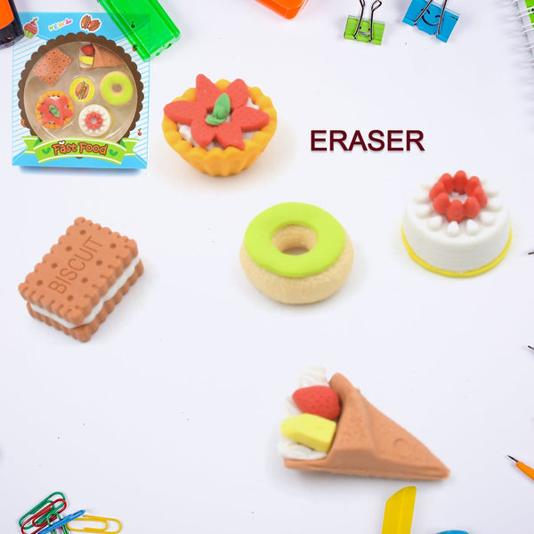 3D Fast Food Erasers Set, Cute Mini Colorful Erasers for Kids Gift & School (5 Pcs) the24kgal