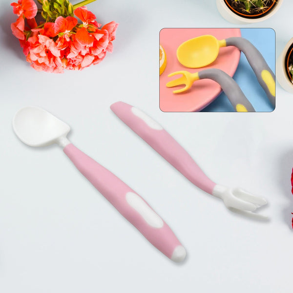 Silicone Bendable Kids Spoon & Fork Set – Toddler Self-Feeding Utensils (2 Pc Set) the24kgal