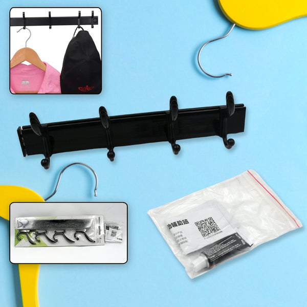Extra Long 4-Hook Wall Coat Hanger with Eco Adhesive the24kgal