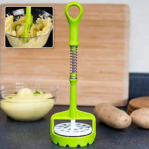 Multi Functional One-Handed Plastic Manual Mashed Potatoes Masher, Mash Sweet Potato Masher with Comfort Grip and Stainless-Steel Spring Design for Nonstick Pans (1 Pc) the24kgal