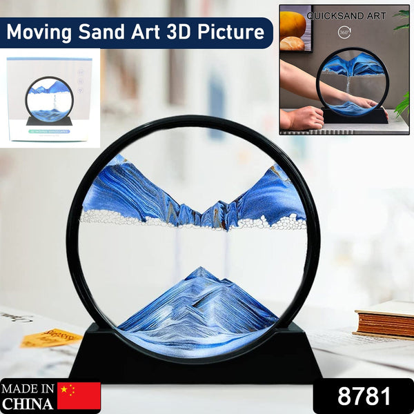 3D Moving Sand Art – Liquid Motion Deep Sea Sandscape with Round Glass Frame (1 Pc) the24kgal