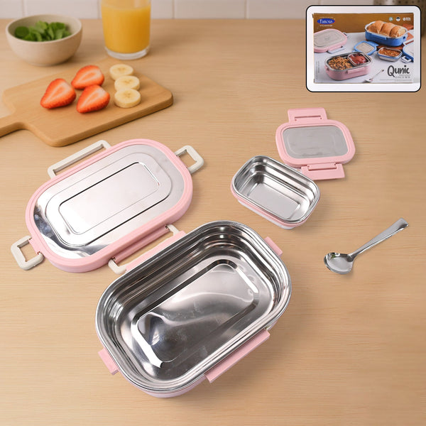 Qunic Stainless Steel Snack Lunch Box (With Small Box) the24kgal