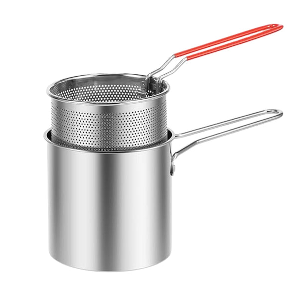 Small Deep Frying Pot With Strainer Basket (2 Pc Set / 1200 ML)) the24kgal