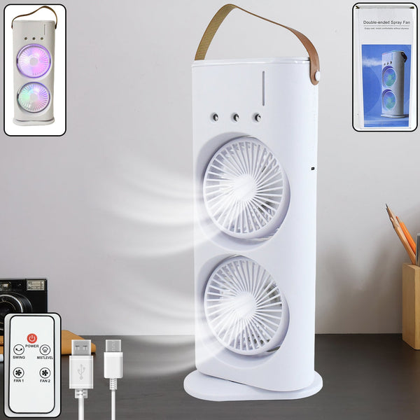 Electric Fan Desktop Double-Head Powerful Air Cooler (1 Pc / With Remote) the24kgal