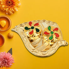 Leaf Shape Special Puja Thali (1 Pc / Mix Design) the24kgal