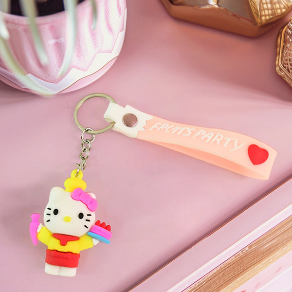 Cute Cartoon Silicone 3D Key Chain with Metal Hook & Strap (Pack of 1) the24kgal
