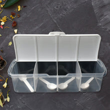 Kitchen Multipurpose Air-tight 4 Sections Storage Containers / Masala Box Pickle (Achar) Jar with 4 spoon for each section (1 Pc / Mix Color) the24kgal