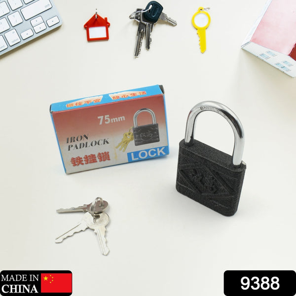 Black Iron Padlock – Brass Core, Waterproof & Anti-Theft for Home & Outdoor (75 mm) the24kgal
