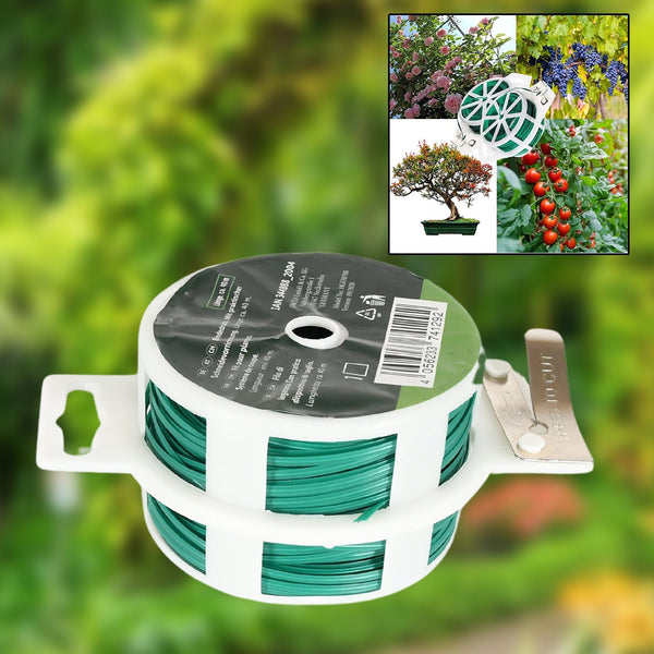 Garden Wire, Sturdy Plant Ties for Support, Garden Ties with Cutter for Tomatoes Vines, Plant Wire Tie Wire for Indoor, Outdoor, Home and Office Use (50 Mtr) the24kgal