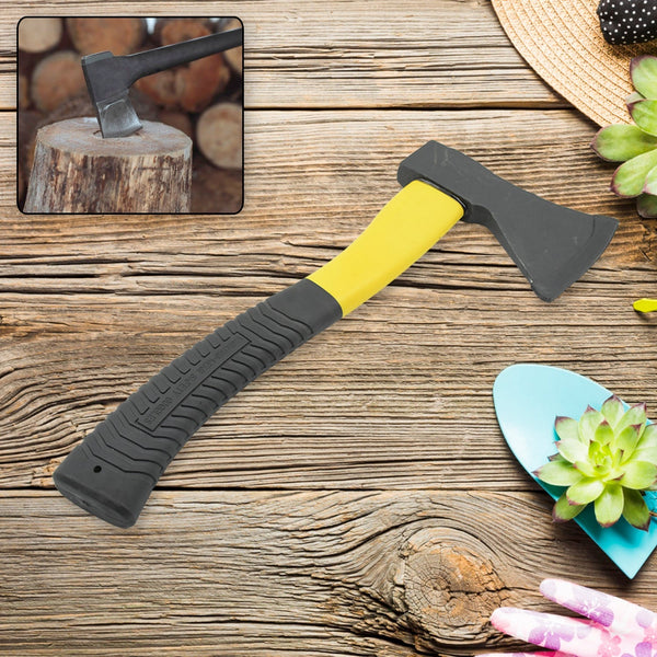 Gardening Tools Hatchet Axe Fiberglass Body Rubberized Handle Wood Cutting Axe, Camping Axe, Safety Axe, Pick Axe (972 Gm) the24kgal