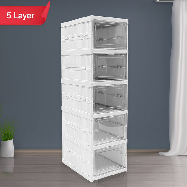5-Layer Stackable Utility Cart – Foldable Storage Organizer for Clothes & Home (1 Pc) the24kgal