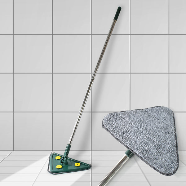 2-in-1 Extendable Triangle Mop – Retractable, 360° Rotating, Telescopic & Reusable Mop Heads (1 Pc) the24kgal