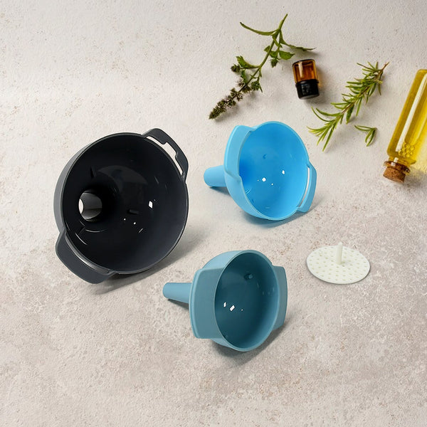 3 in 1 Kitchen Funnel Set of 3, Funnel for Filling Bottle, Small Canning Funnel with Handle, Food Grade Plastic Funnel with Detachable Strainer Filter for Liquid, Dry Ingredients, and Powder the24kgal
