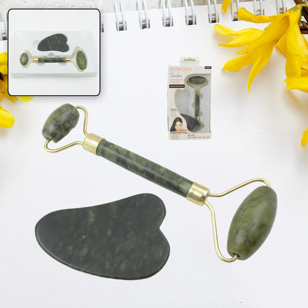 Jade Roller & Gua Sha Set – Natural Face Massager for Anti-Aging, Glowing Skin & Face Shaping (1 Pc) the24kgal