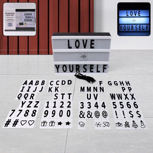 Black Mini A6 Magnetic Cinematic Light Box with 82 Characters and 10 Emojis  (1 Set) the24kgal