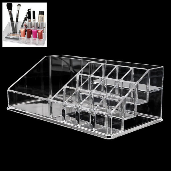 16 Compartment Cosmetic Makeup Jewellery Lipstick Storage Organiser Box, Cosmetic Storage Box Make-up Lipstick Organizer / Lipstick Holder Case  Transparent the24kgal