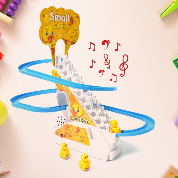 Duck Climb Stairs Toy Roller Coaster with Flashing Lights & Music (3 Ducks) the24kgal