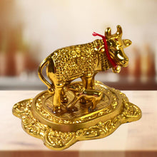Metal Golden Kamdhenu Cow with Calf (1 Pc) the24kgal