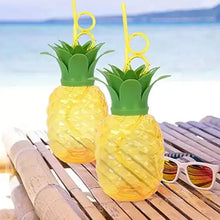 Plastic Pineapple Cups with Straw (1 Pc) - Party Favors, Hawaiian, Beach the24kgal