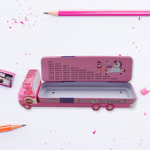 Double Decker Magic Truck Compass Multi Level Metal Truck Compass Pencil Case with Movable Wheels & Sharpener (Mix Design) the24kgal