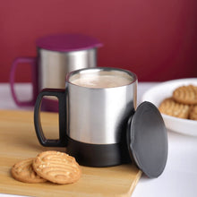 Stainless Steel Coffee/Tea Cup, Stainless Steel Lid Cover Hot Coffee/Tea Mug Hot Insulated Double Wall Stainless Steel, Coffee and Milk Cup with Lid & Handle Easy To Carry - Coffee Cup (1 Pc) the24kgal