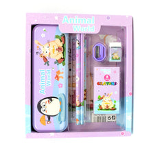Stationery Kit for Kids - Metal Pencil Box, Sharpener, Pencil & Eraser (12 Pc Set) the24kgal