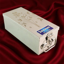 Premium Stainless Steel Velvet Lined Jewellery Storage Box with Lock and Red Interior the24kgal