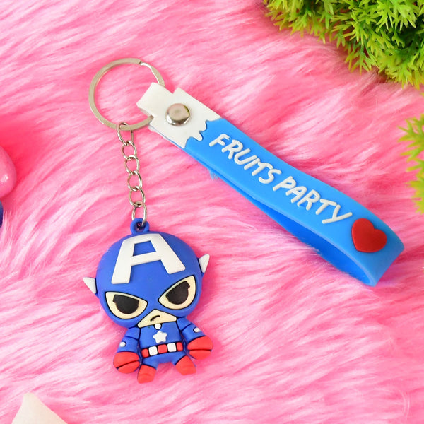 Cute Cartoon Silicone 3D Key Chain with Metal Hook & Strap (Pack of 1) the24kgal