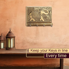 Wooden Key Holder for Home Decor Stylish Metal Gold Antique Elephant Design (1 Pc) the24kgal