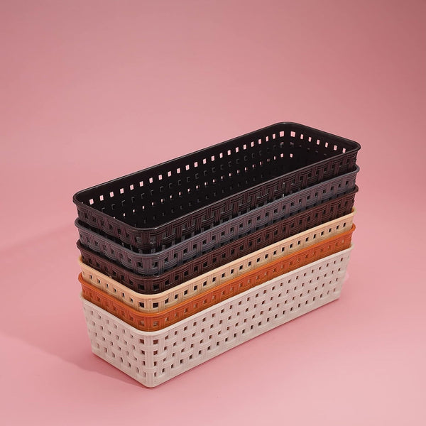 Plastic Multipurpose Desk Organizer Tray Office Drawer Dividers Storage Bins for Kitchen, Bathroom, Office, Makeup, Bedroom Dresser, Craft Basket Rack Multicolour (6 Pcs Set) the24kgal