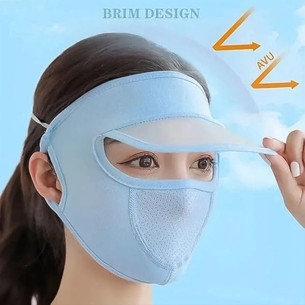 Women's Full Face UV Protection Cap with Built-in Mask and Wide Brim Visor – Breathable (1 Pc) the24kgal