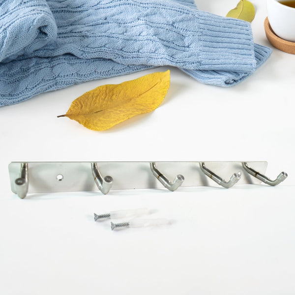Stainless Steel Wall Mounted Coat 5 Hook Rack (26x3 / 1 Pc) the24kgal