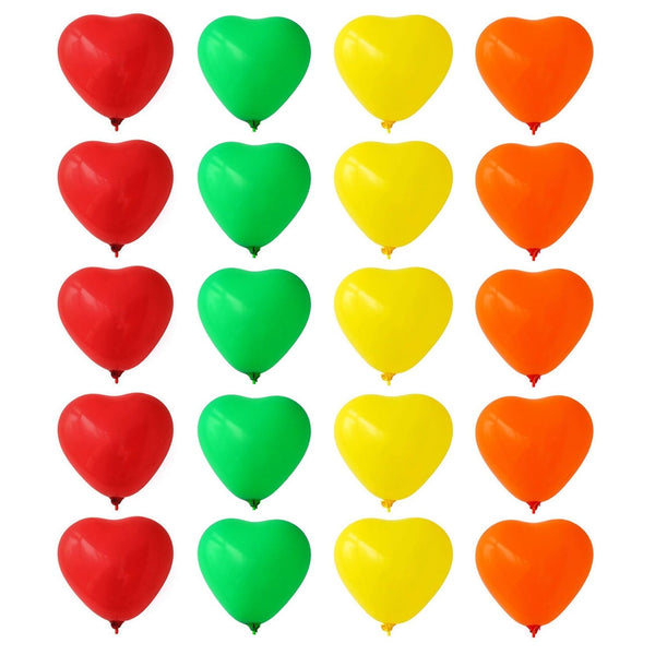 Heart shaped balloons Kinds of Rainbow Party Latex Balloons for Birthday / Anniversary / Valentine's / Wedding / Engagement Party Decoration Multicolor (20 Pcs Set) the24kgal