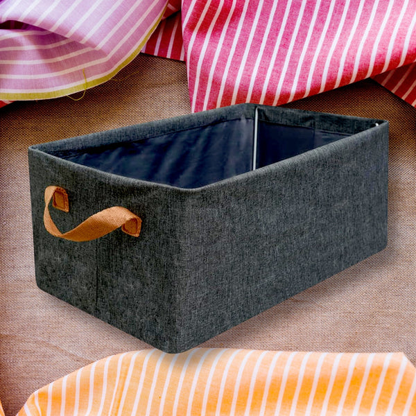 FOLDABLE STORAGE BOX HANDLES, COTTON AND LINEN STORAGE BINS AND BASKETS ORGANIZER FOR NURSERY, CLOSET, BEDROOM, HOME (45 Cm) the24kgal