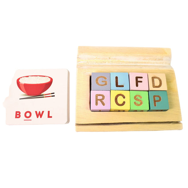 Alphabet Puzzle Spelling & Reading Words (26 Flash Cards & 8 WoodenBlock) the24kgal