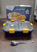 Stainless Steel Lunch Box 2 Section Lunch Box With Spoon the24kgal